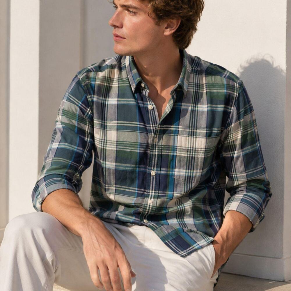 Banana republic untucked slim fit plaid